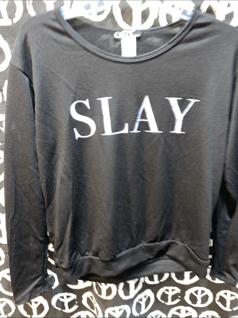 NWOT CLEO APPAREL BLACK SLAY LONG SLEEVE TEE SZ S
